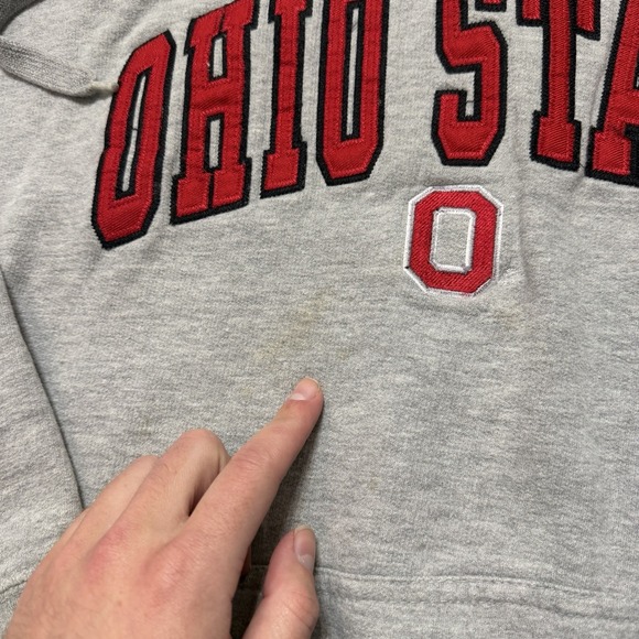 Vintage Ohio State Buckeyes Hoodie Gray Embroidered Logo OVb Mens Medium 00s - Picture 2 of 7